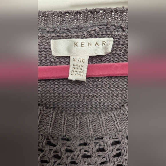 Kenar Women's Gray Textured Knit Boxy Blouse Sz XL Sweater Cotton Blend - Picture 4 of 10